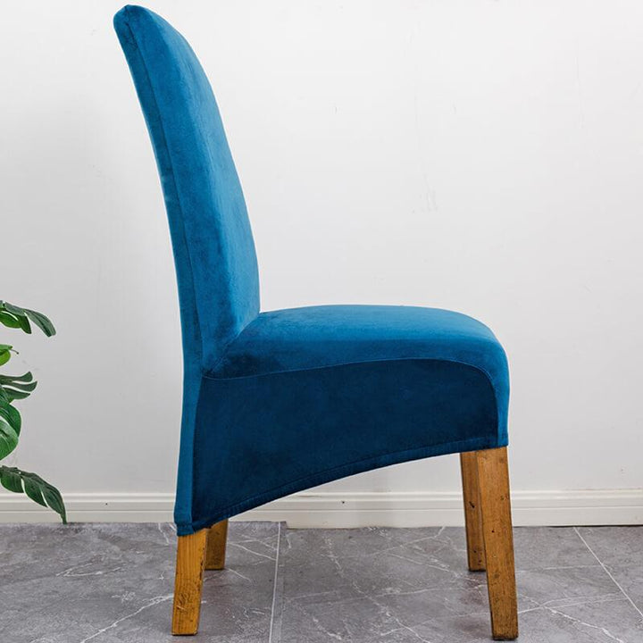 Elegant XL velvet dining chair cover, soft stretchable furniture protection for your home.