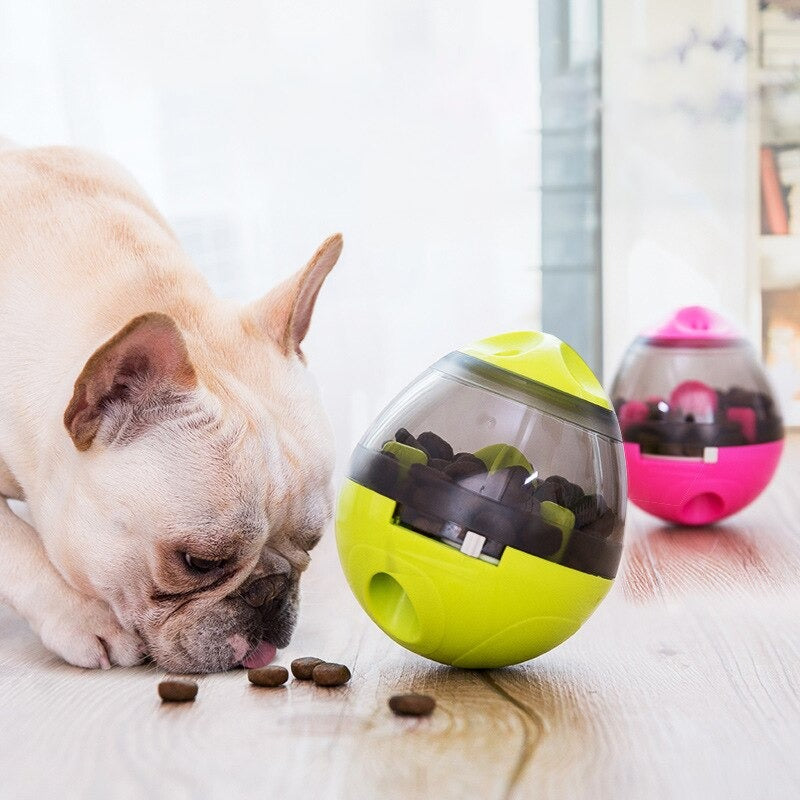 Yellow interactive treat dispensing dog toy ball for mental stimulation