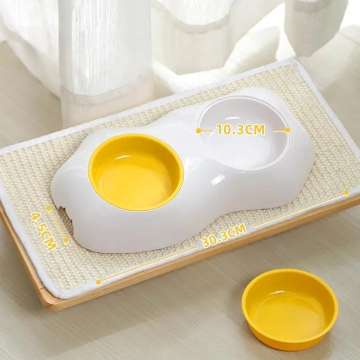 Versatile yellow non-slip pet feeding bowl set (double/single options). Ideal for dog & cat food/water, easy clean.