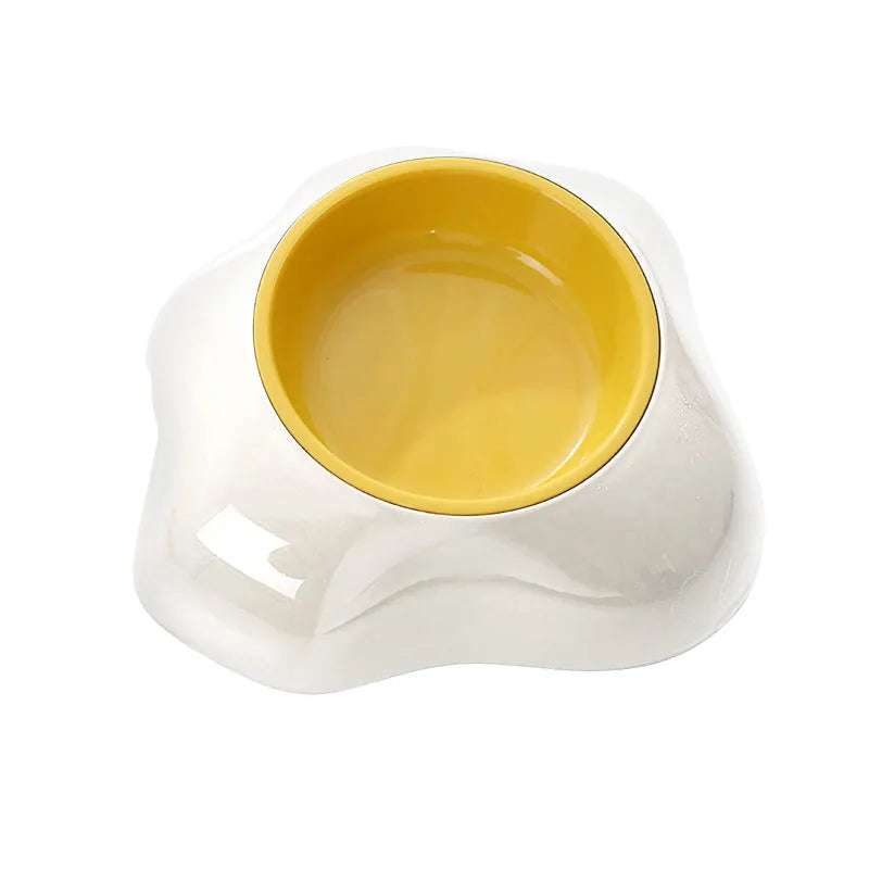 Durable yellow non-slip dog and cat feeding station. Easy-clean pet supplies with single or double bowl options.