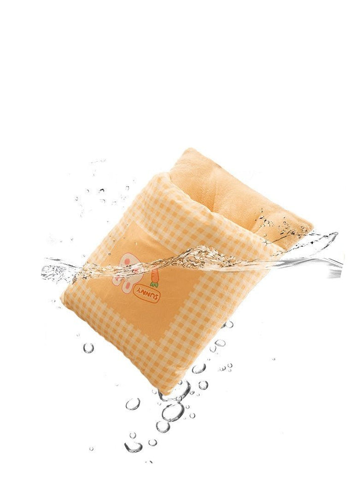 Soft plush yellow cat bed: sleeping bag style for deep, secure, and warm comfort.