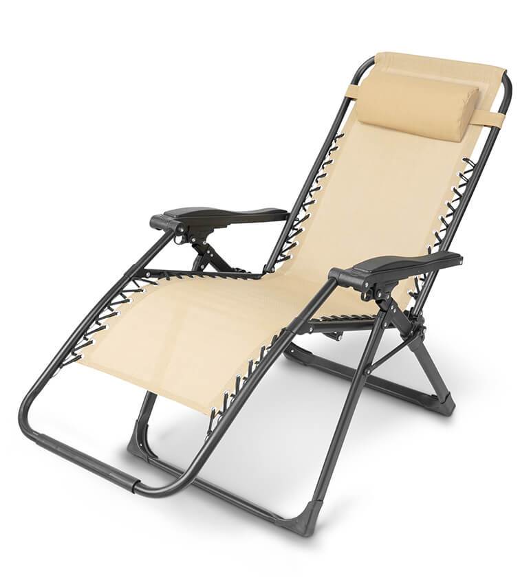 Heavy-duty zero gravity recliner with an integrated adjustable headrest.