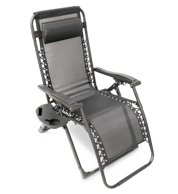 Comfortable folding zero gravity chair, perfect for patio, garden, or indoor lounging.