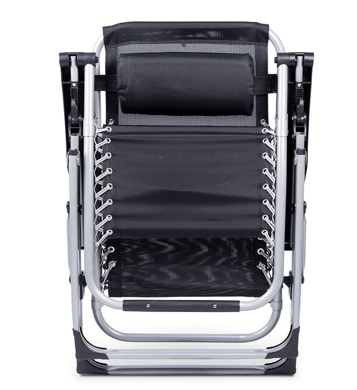 Folding garden chair: zero gravity design with comfy headrest, easy to store.