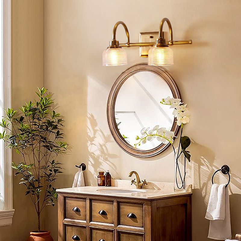 Elegant antique brass wall light, perfect modern classic decor for living room or bedroom.