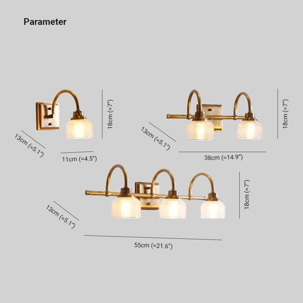 Chic antique brass indoor wall light, enhances home decor with ambient lighting & glass shade.